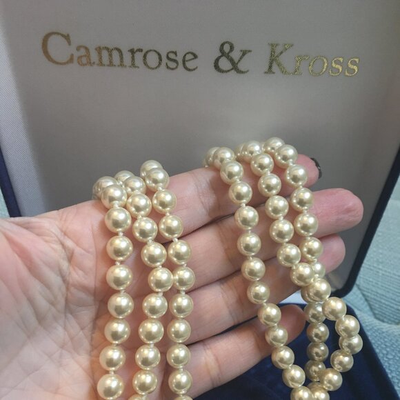Camrose & Kross Jackie Kennedy Triple Strand Pearl Necklace - Picture 9 of 9